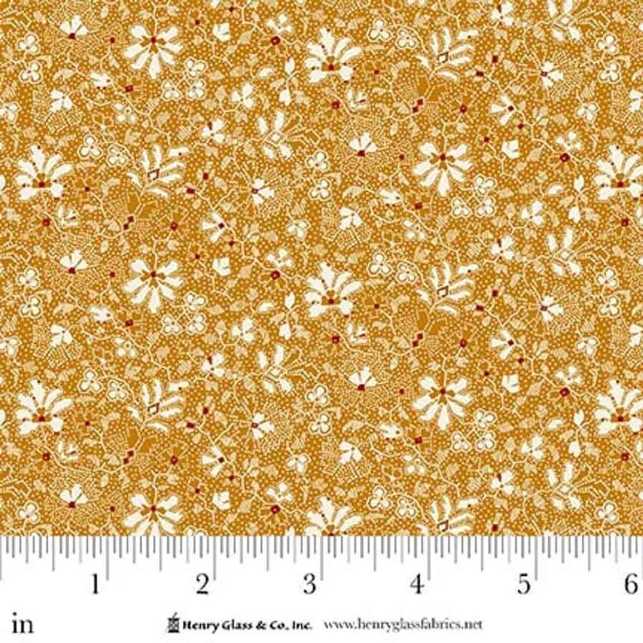 Fabric Henry Glass Orange Clover Patch Love Struck by the Quarter Yard 2287-30
